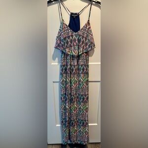 Women's Sequin Hearts Multicolor‎ Boho Style Summer Maxi Dress Size Small